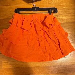 Orange Ruffle Women's Mini Skirt